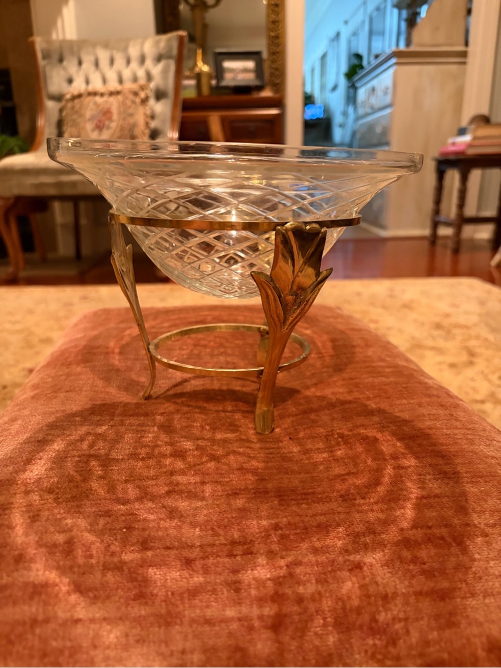 Vintage brass & cut glass vase - Decorative Home Accent India EUC quiet luxury